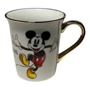 Disney Mickey Mouse "Happiness is a State of Mind" Gold trimmed Mug